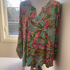 Lilly Pulitzer Dorothy Top in the Vias Pima Cotton Preppy Colorful XL